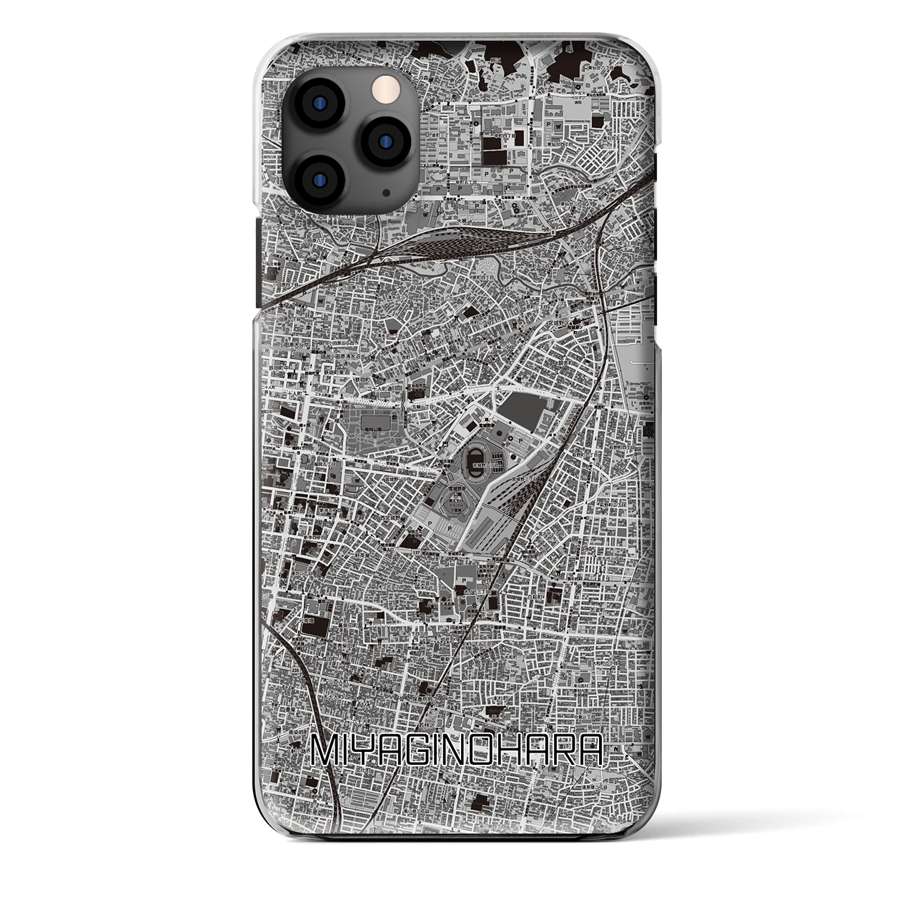 【宮城野原】地図柄iPhoneケース（クリアタイプ・モノトーン）iPhone 11 Pro Max 用