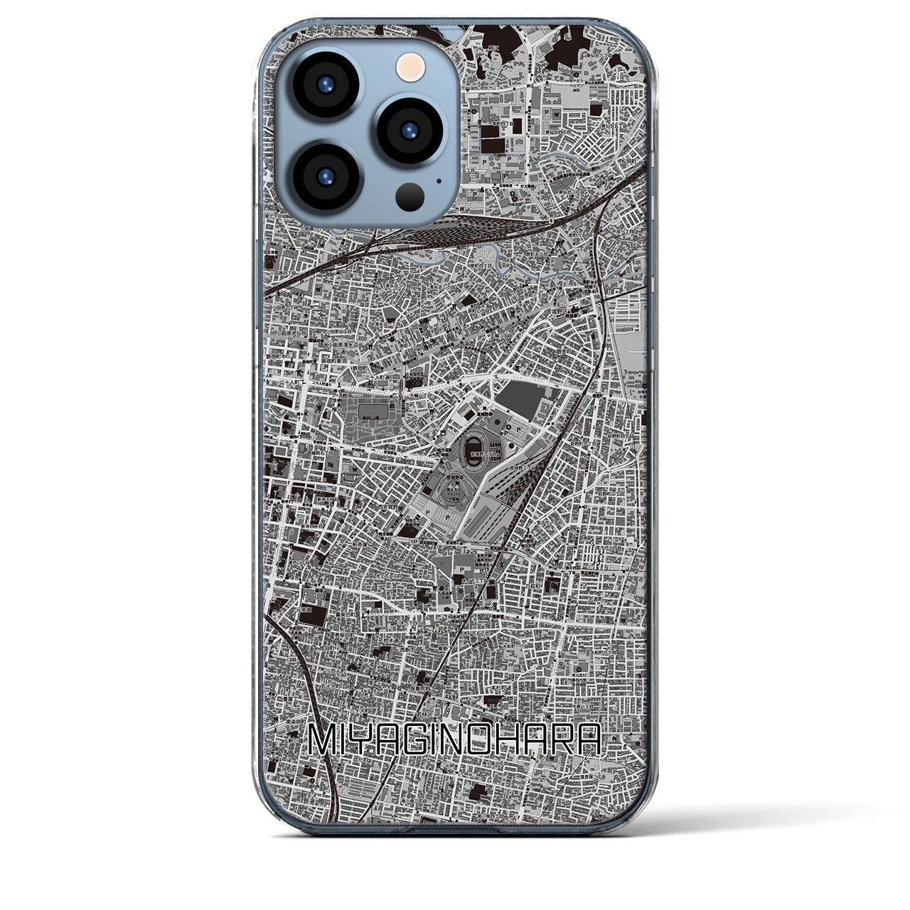 【宮城野原】地図柄iPhoneケース（クリアタイプ・モノトーン）iPhone 13 Pro Max 用