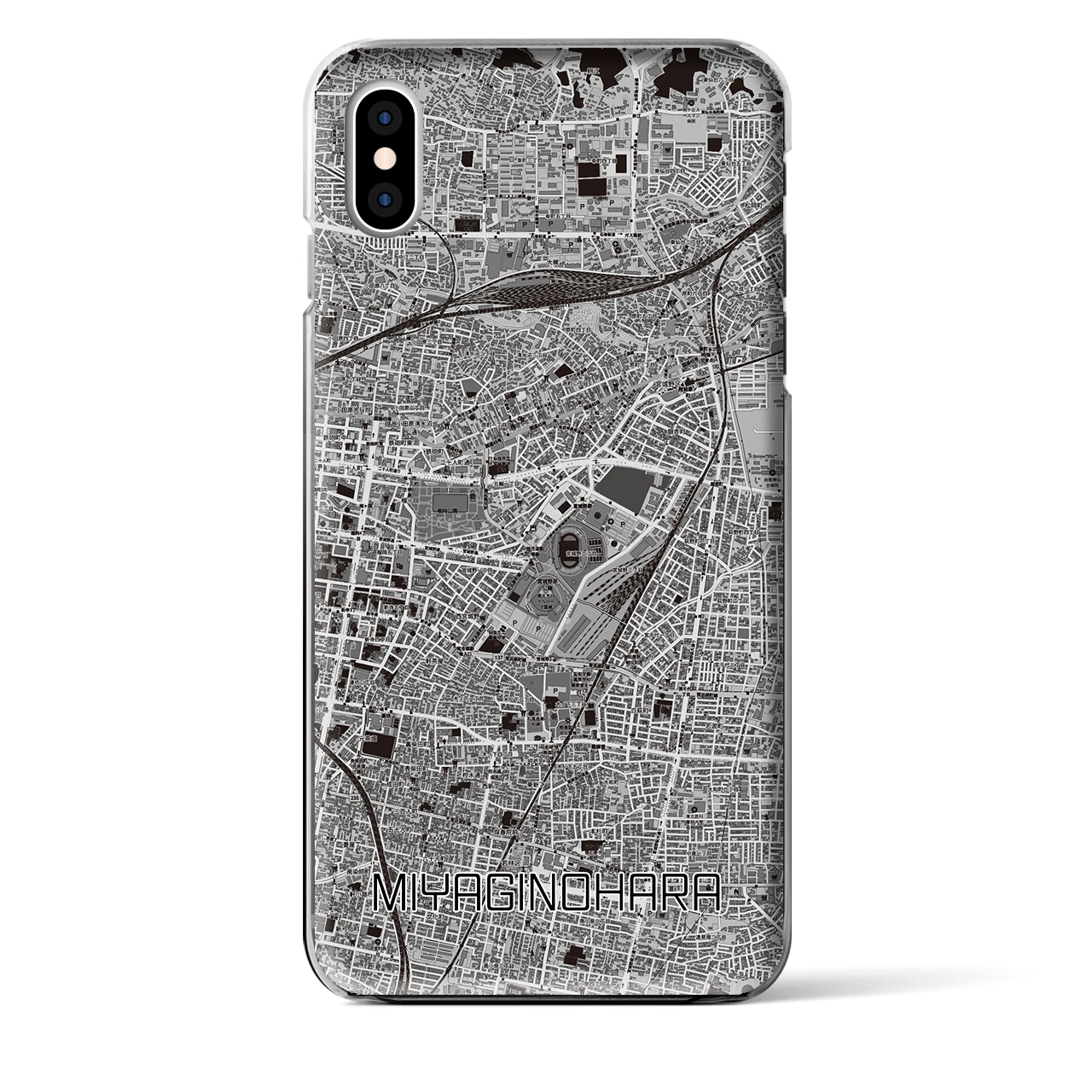 【宮城野原】地図柄iPhoneケース（クリアタイプ・モノトーン）iPhone XS Max 用