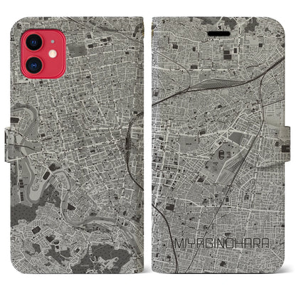 【宮城野原（宮城県）】地図柄iPhoneケース（手帳タイプ）モノトーン・iPhone 11 用