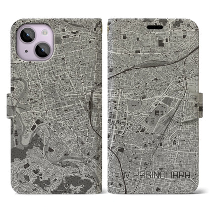 【宮城野原（宮城県）】地図柄iPhoneケース（手帳タイプ）モノトーン・iPhone 14 用