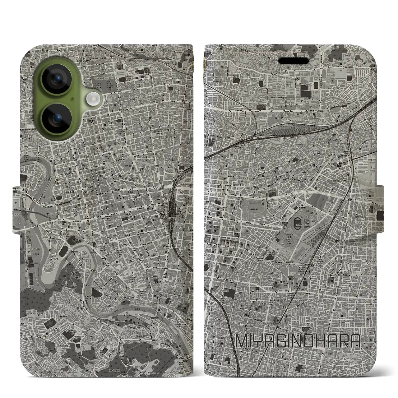 【宮城野原（宮城県）】地図柄iPhoneケース（手帳タイプ）