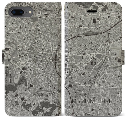 【宮城野原（宮城県）】地図柄iPhoneケース（手帳タイプ）モノトーン・iPhone 8Plus /7Plus / 6sPlus / 6Plus 用