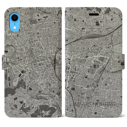 【宮城野原（宮城県）】地図柄iPhoneケース（手帳タイプ）モノトーン・iPhone XR 用