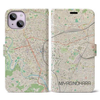 【宮城野原（宮城県）】地図柄iPhoneケース（手帳タイプ）ナチュラル・iPhone 14 用