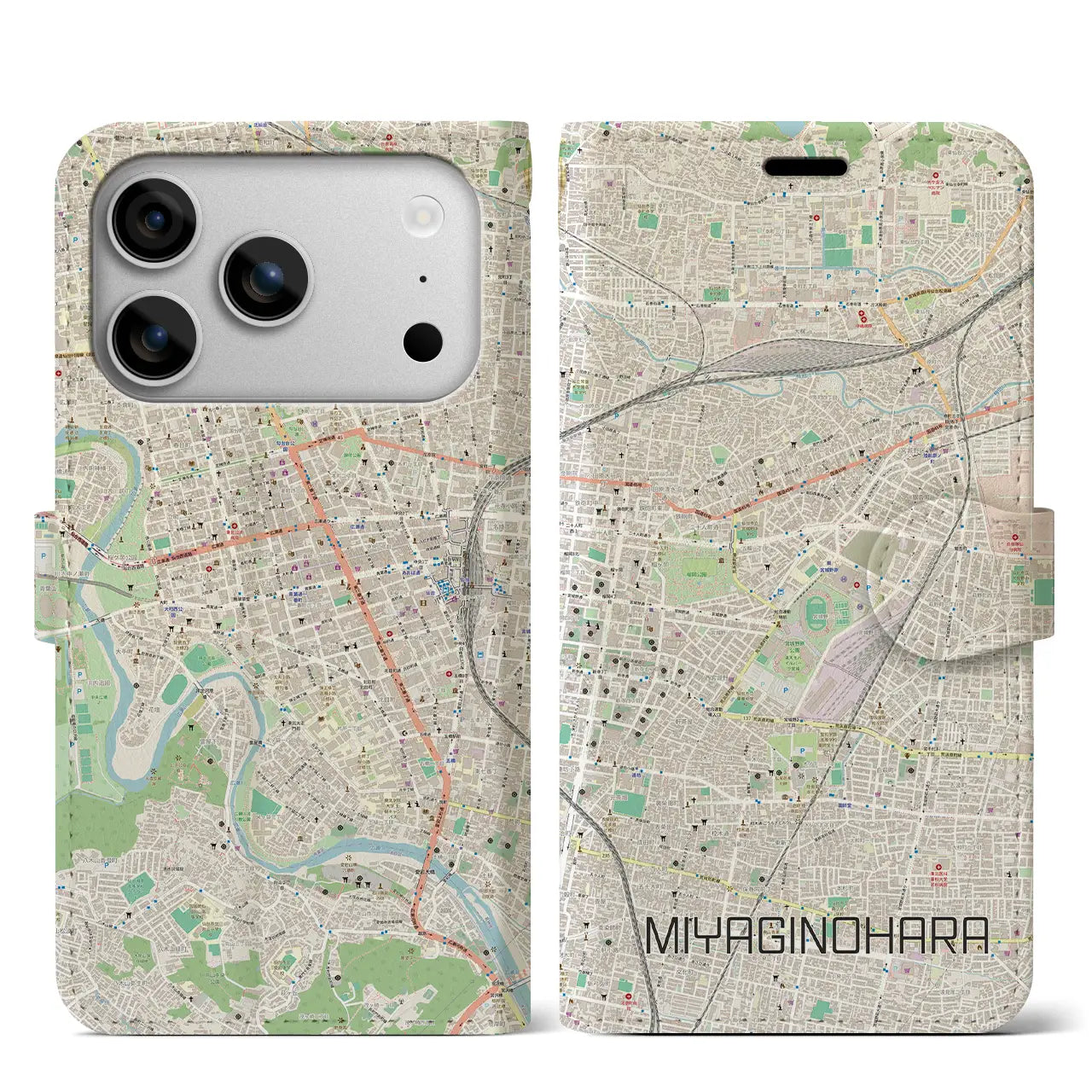 【宮城野原（宮城県）】地図柄iPhoneケース（手帳タイプ）