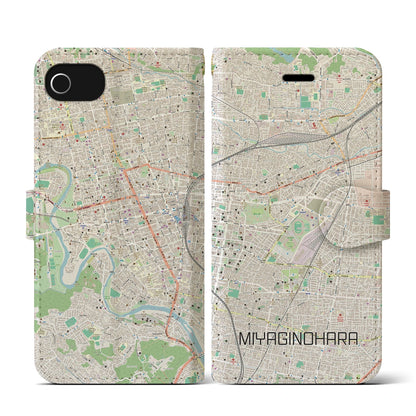 【宮城野原（宮城県）】地図柄iPhoneケース（手帳タイプ）ナチュラル・iPhone SE（第3 / 第2世代） / 8 / 7 / 6s / 6 用