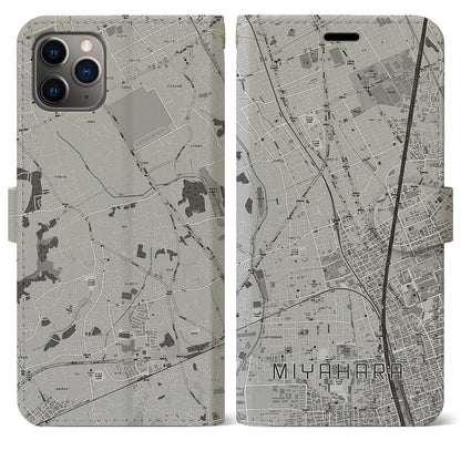 【宮原（埼玉県）】地図柄iPhoneケース（手帳タイプ）モノトーン・iPhone 11 Pro Max 用