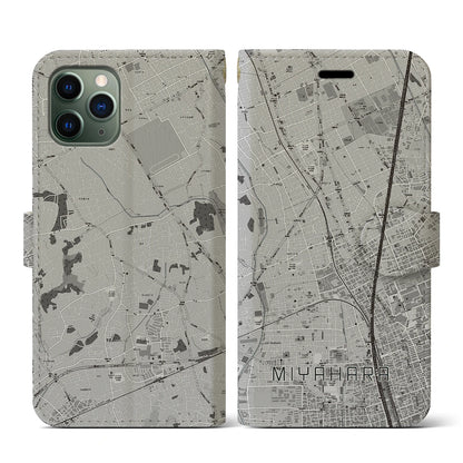 【宮原（埼玉県）】地図柄iPhoneケース（手帳タイプ）モノトーン・iPhone 11 Pro 用