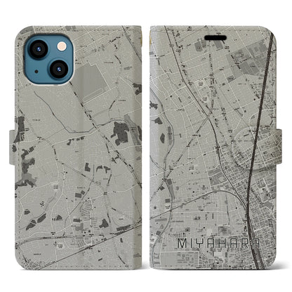 【宮原（埼玉県）】地図柄iPhoneケース（手帳タイプ）モノトーン・iPhone 13 用