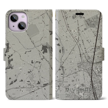 【宮原（埼玉県）】地図柄iPhoneケース（手帳タイプ）モノトーン・iPhone 14 用