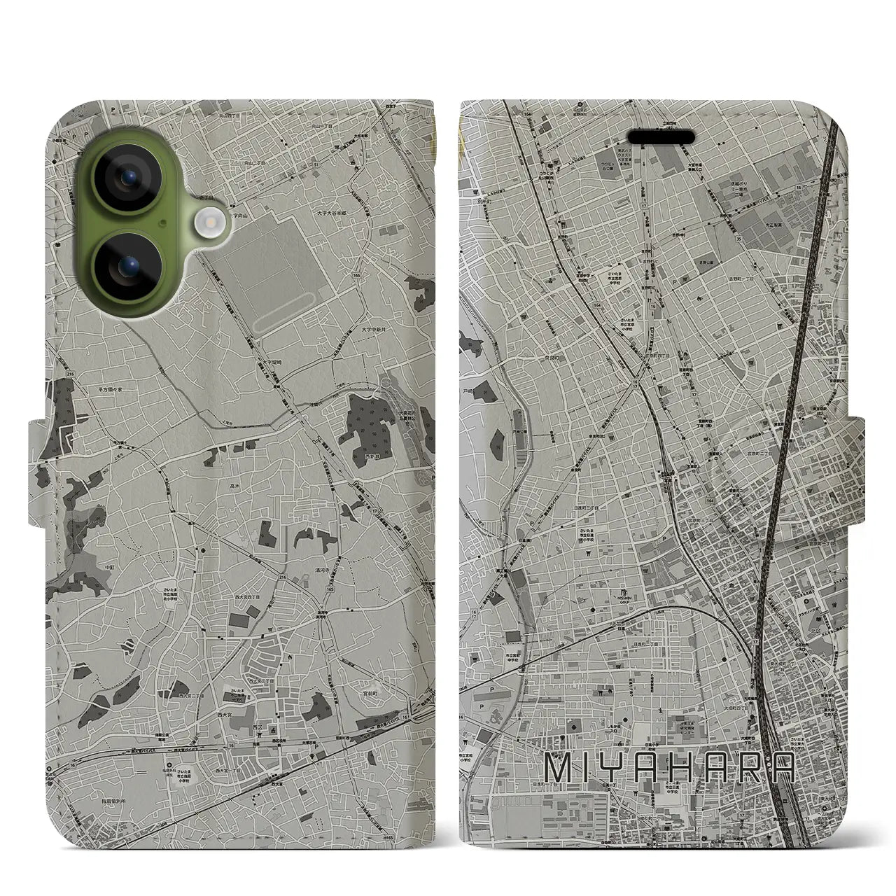 【宮原（埼玉県）】地図柄iPhoneケース（手帳タイプ）