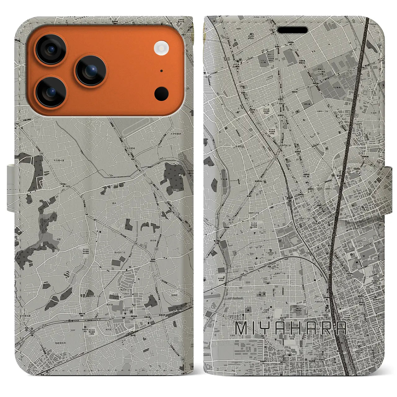 【宮原（埼玉県）】地図柄iPhoneケース（手帳タイプ）