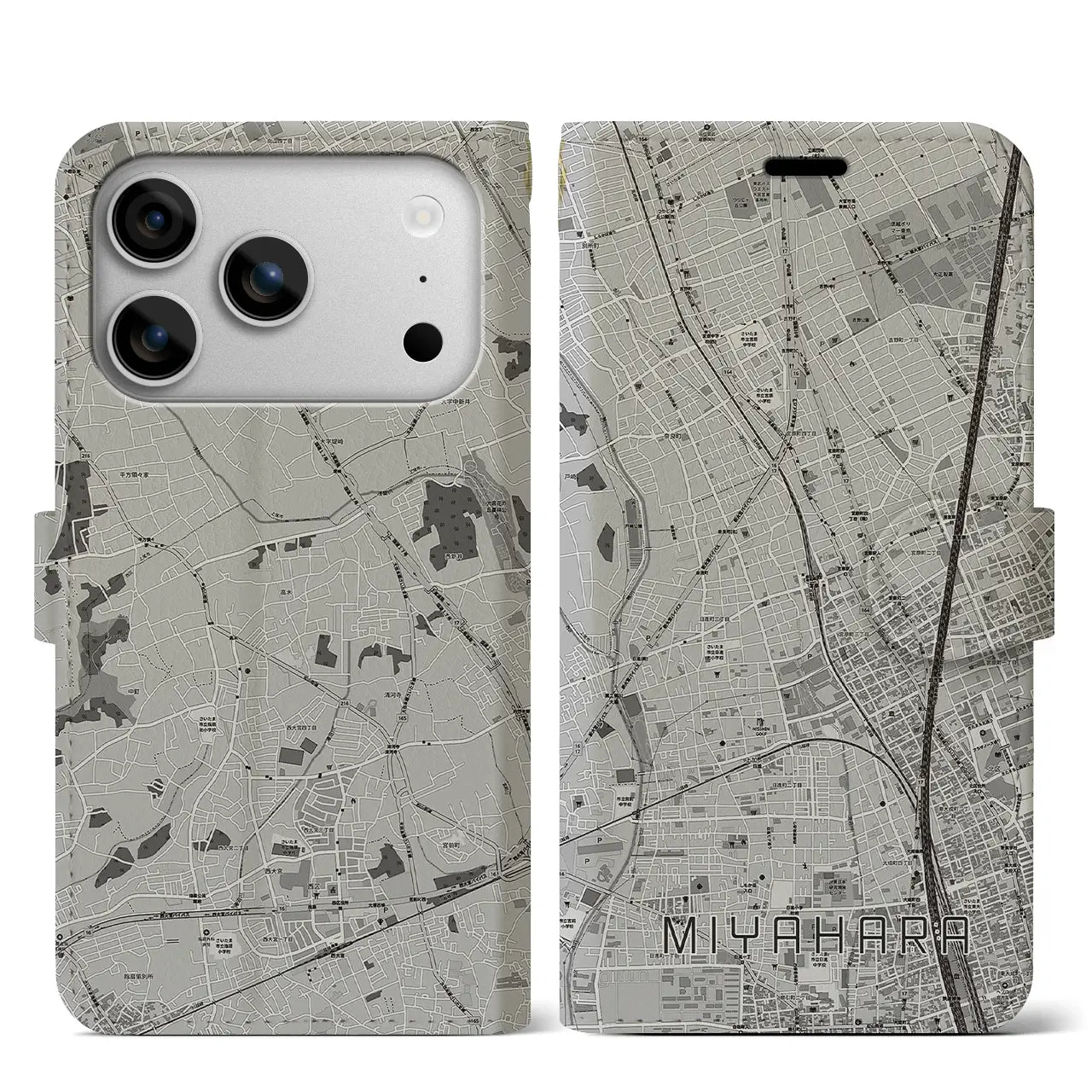 【宮原（埼玉県）】地図柄iPhoneケース（手帳タイプ）