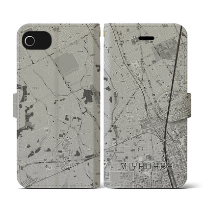 【宮原（埼玉県）】地図柄iPhoneケース（手帳タイプ）モノトーン・iPhone SE（第3 / 第2世代） / 8 / 7 / 6s / 6 用