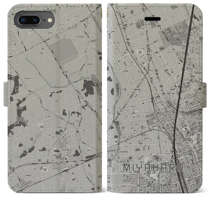 【宮原（埼玉県）】地図柄iPhoneケース（手帳タイプ）モノトーン・iPhone 8Plus /7Plus / 6sPlus / 6Plus 用