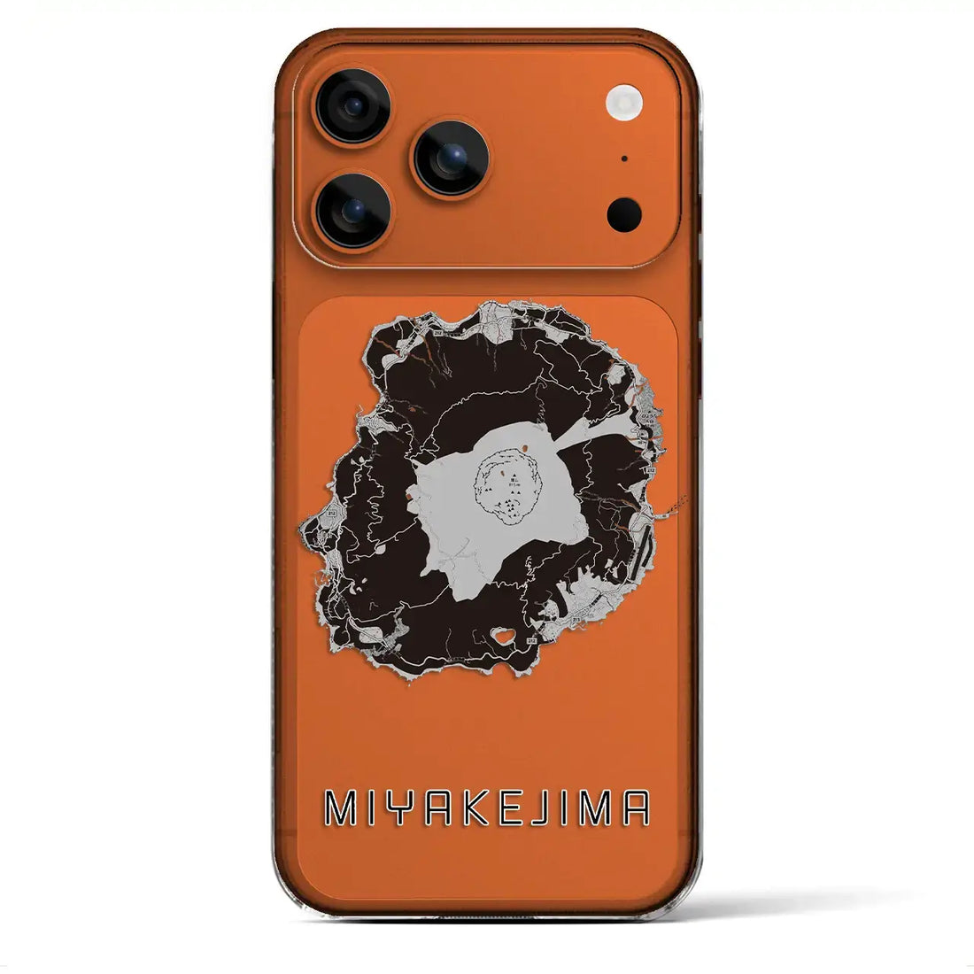 【三宅島（東京都）】地図柄iPhoneケース（クリアタイプ）モノトーン・iPhone 17 Pro Max 用