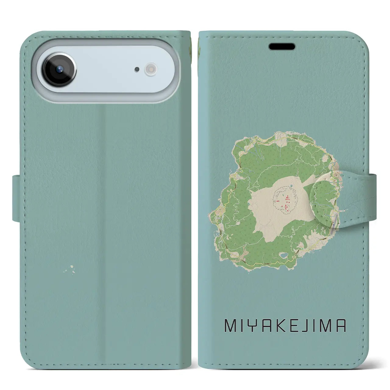 【三宅島（東京都）】地図柄iPhoneケース（手帳タイプ）モノトーン・iPhone 17 Pro Max 用