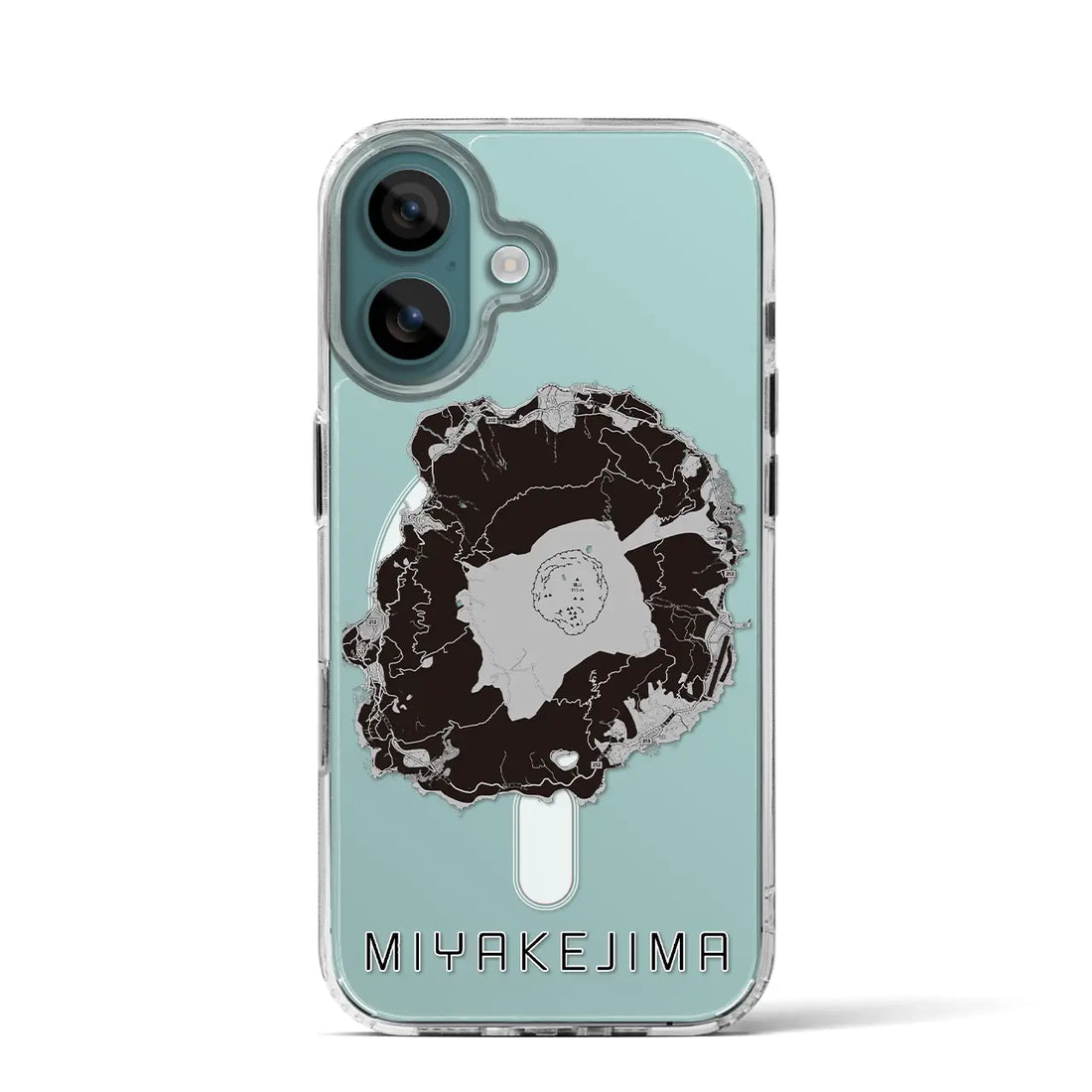 【三宅島(東京都)】地図柄iPhoneケース(MagSafeタイプ)モノトーン・iPhone 16 Pro 用