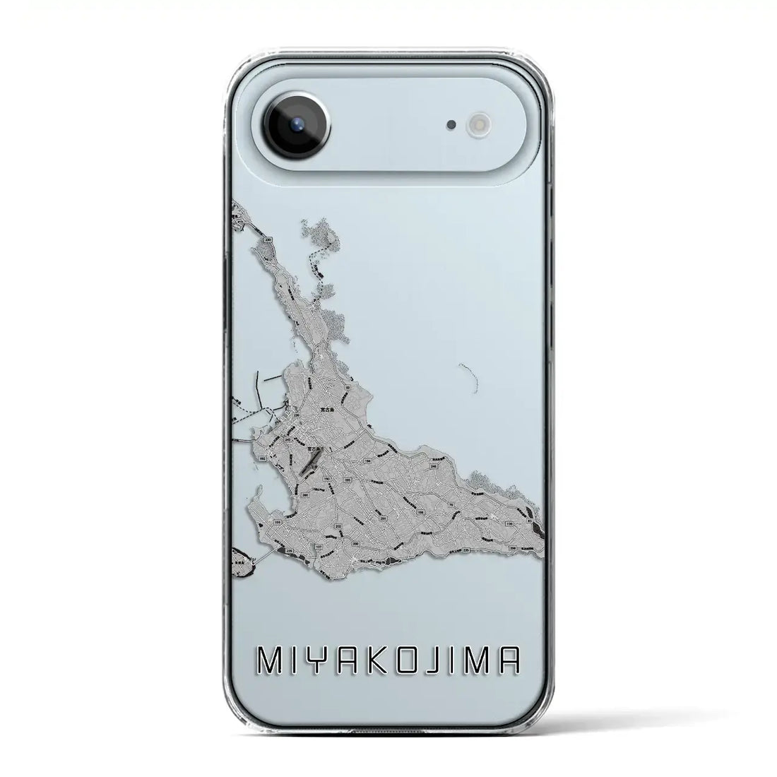 【宮古島(沖縄県)】地図柄iPhoneケース(クリアタイプ)モノトーン・iPhone 17 Pro Max 用