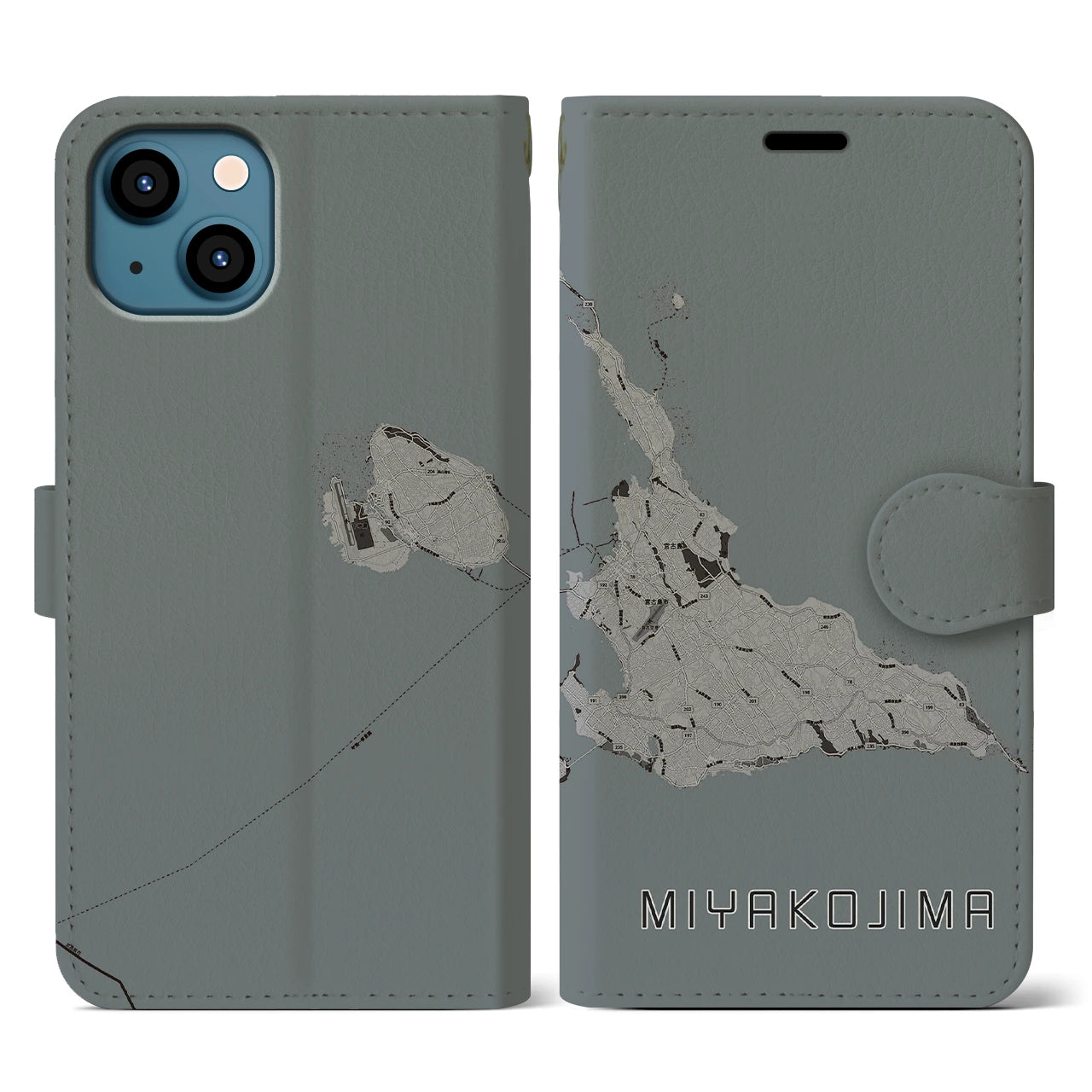 【宮古島（沖縄県）】地図柄iPhoneケース（手帳タイプ）