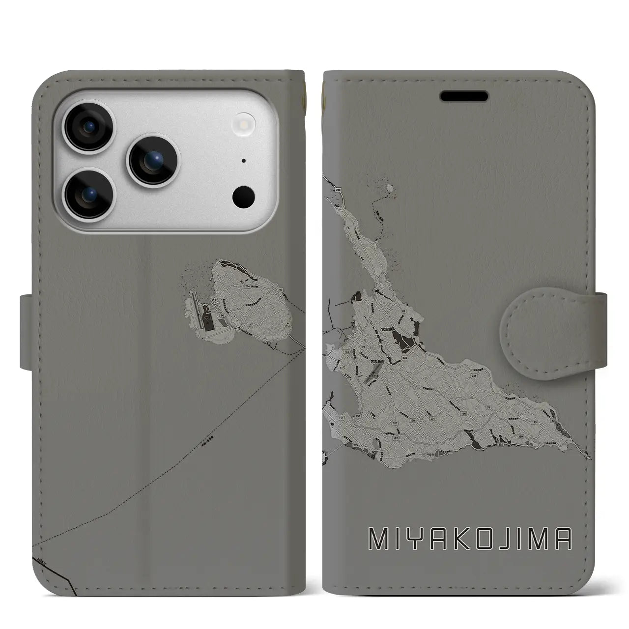 【宮古島（沖縄県）】地図柄iPhoneケース（手帳タイプ）