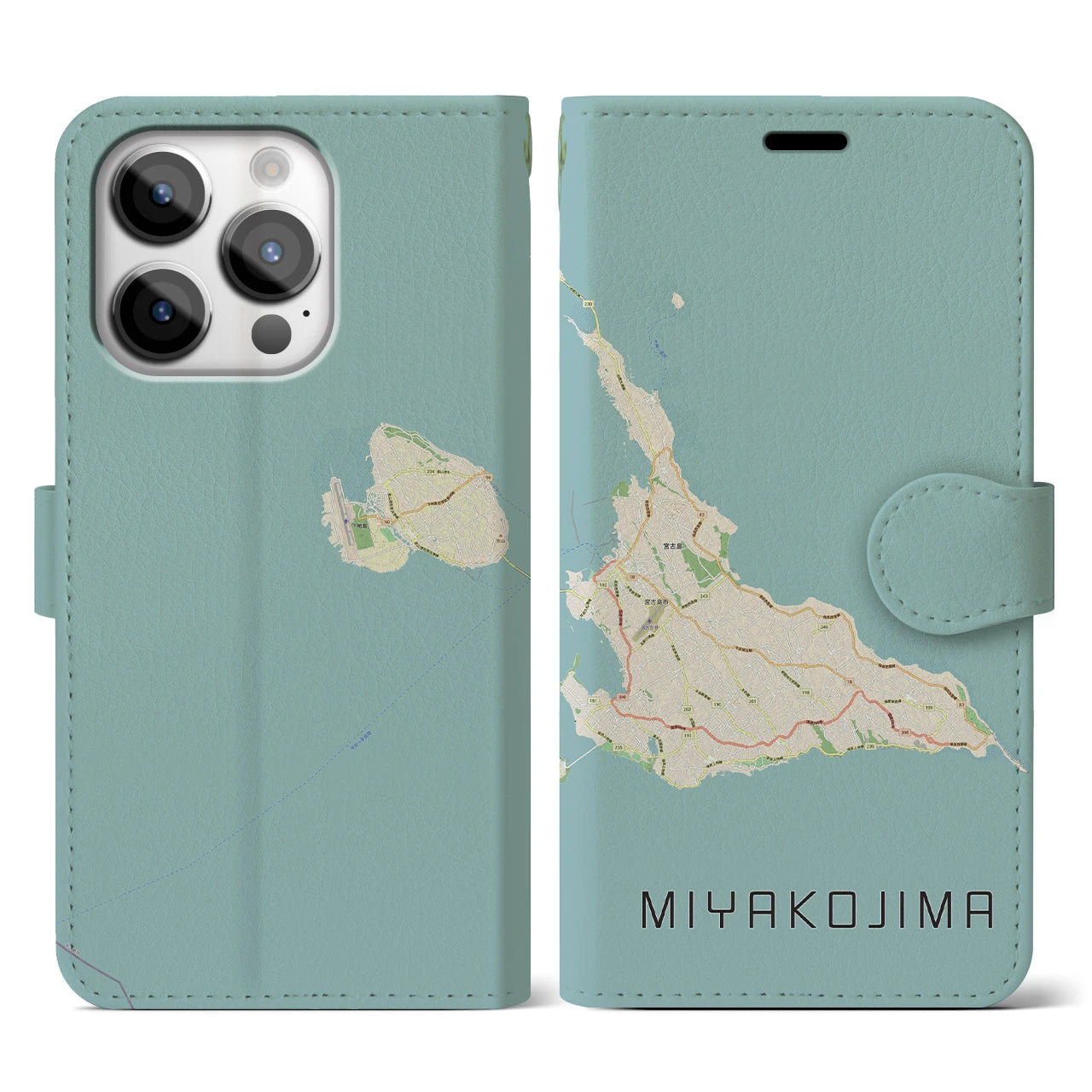 【宮古島（沖縄県）】地図柄iPhoneケース（手帳タイプ）