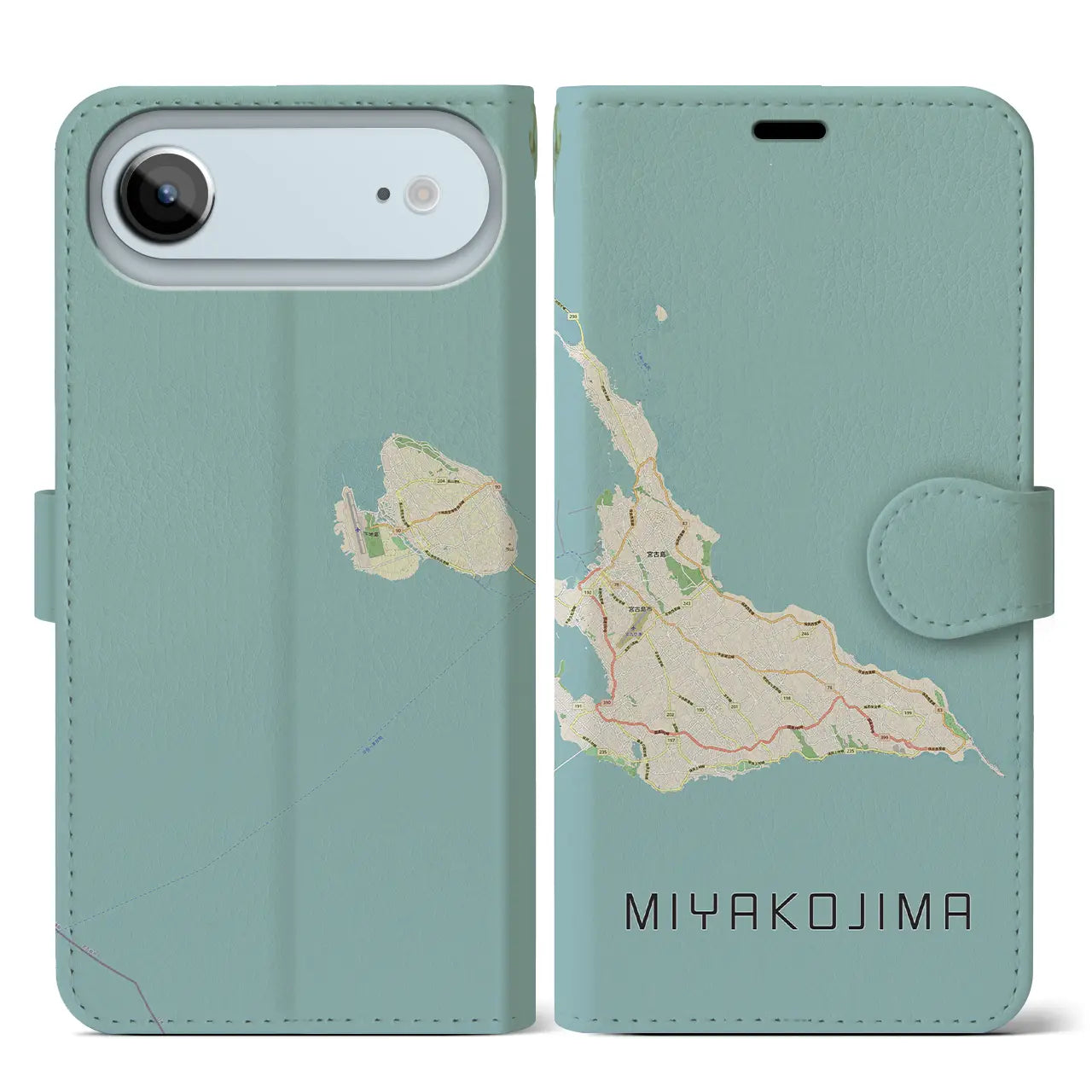 【宮古島（沖縄県）】地図柄iPhoneケース（手帳タイプ）