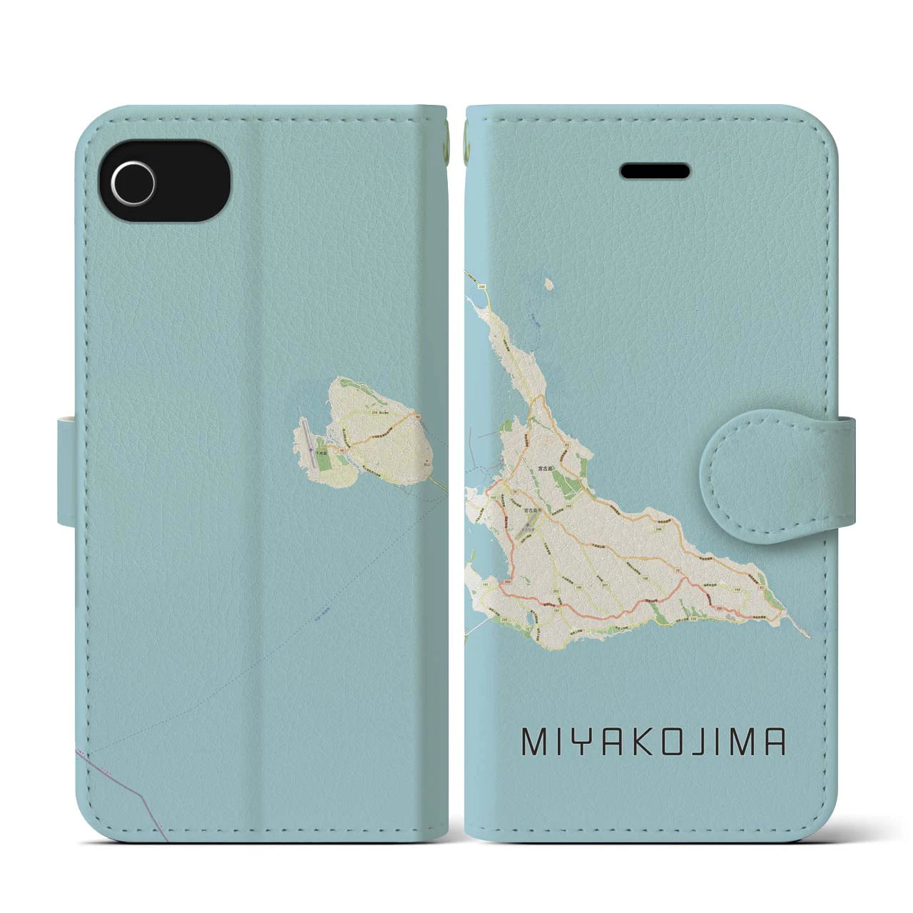 【宮古島（沖縄県）】地図柄iPhoneケース（手帳タイプ）