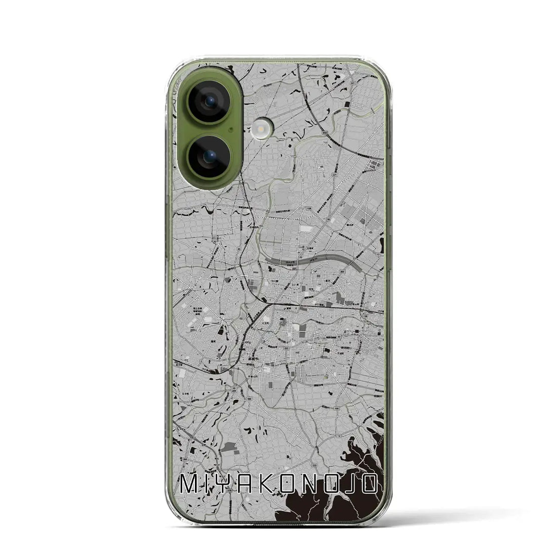 【都城(宮崎県)】地図柄iPhoneケース(クリアタイプ)モノトーン・iPhone 17 Pro Max 用