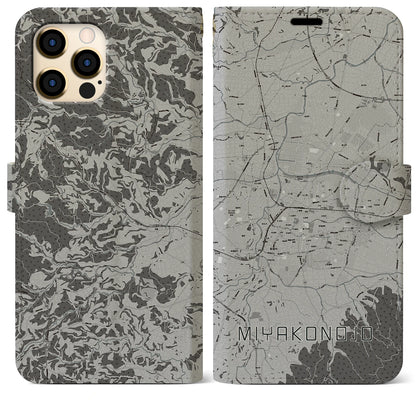 【都城（宮崎県）】地図柄iPhoneケース（手帳タイプ）モノトーン・iPhone 12 Pro Max 用