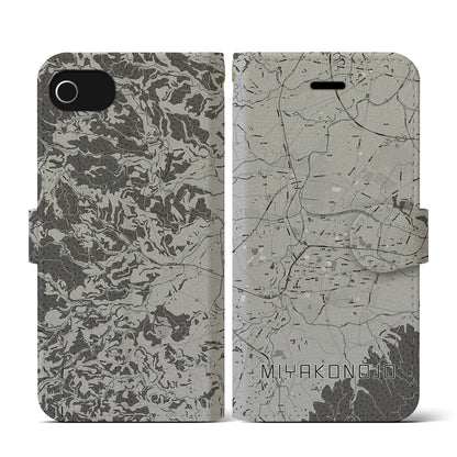 【都城（宮崎県）】地図柄iPhoneケース（手帳タイプ）モノトーン・iPhone SE（第3 / 第2世代） / 8 / 7 / 6s / 6 用