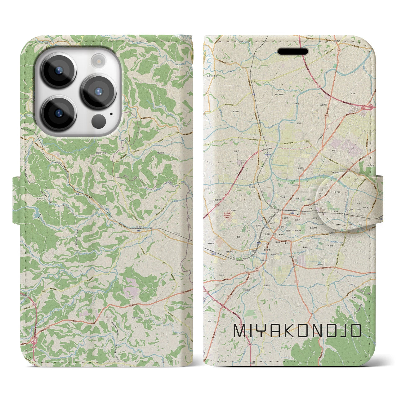 【都城（宮崎県）】地図柄iPhoneケース（手帳タイプ）