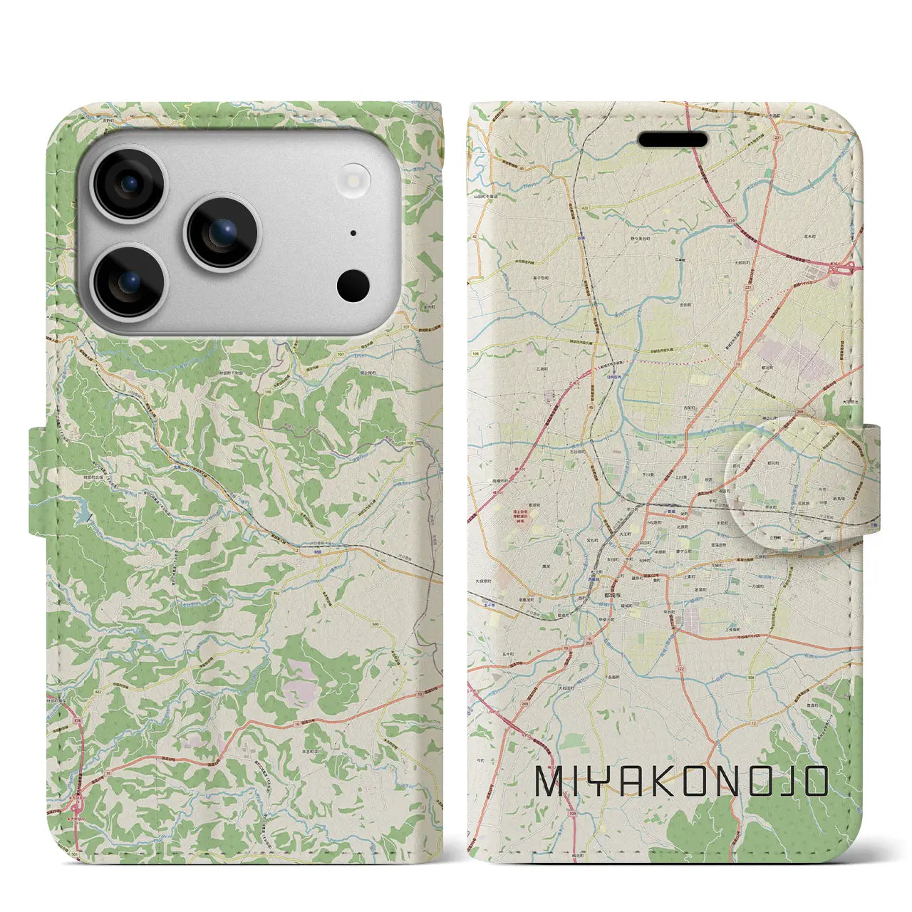 【都城（宮崎県）】地図柄iPhoneケース（手帳タイプ）