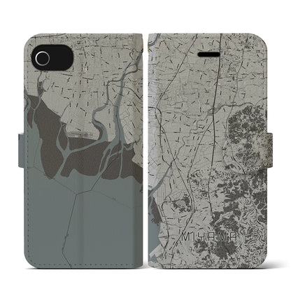 【みやま（福岡県）】地図柄iPhoneケース（手帳タイプ）モノトーン・iPhone SE（第3 / 第2世代） / 8 / 7 / 6s / 6 用