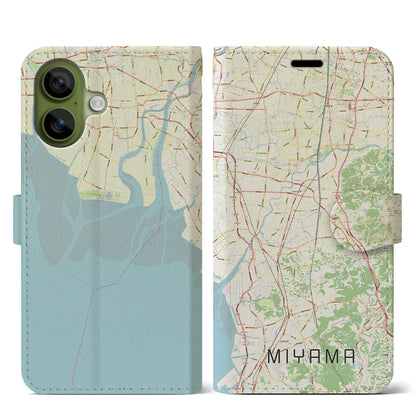 【みやま（福岡県）】地図柄iPhoneケース（手帳タイプ）