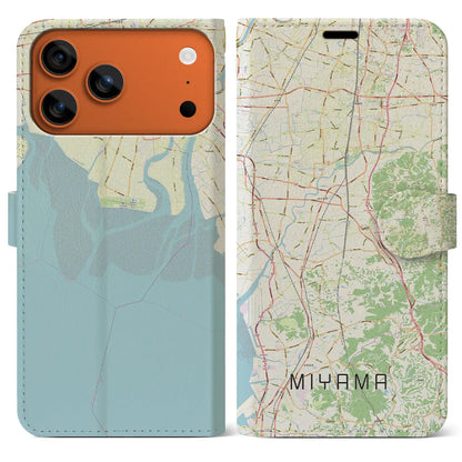 【みやま（福岡県）】地図柄iPhoneケース（手帳タイプ）
