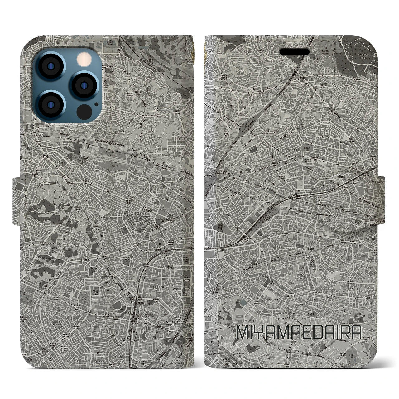 【宮前平（神奈川県）】地図柄iPhoneケース（手帳タイプ）