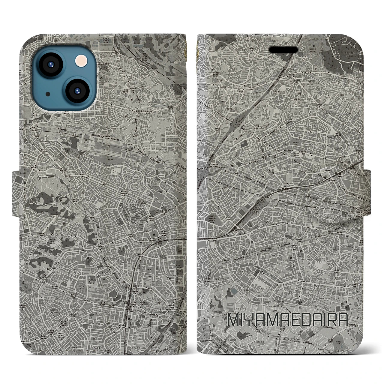 【宮前平（神奈川県）】地図柄iPhoneケース（手帳タイプ）