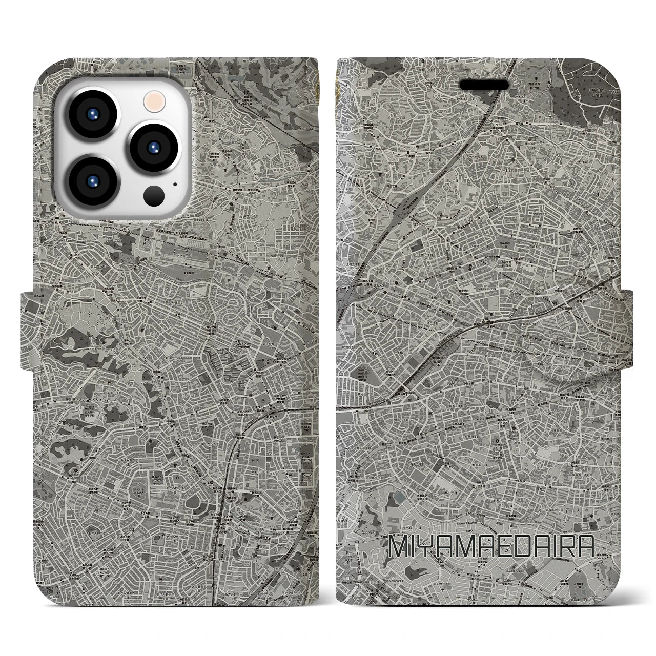 【宮前平（神奈川県）】地図柄iPhoneケース（手帳タイプ）