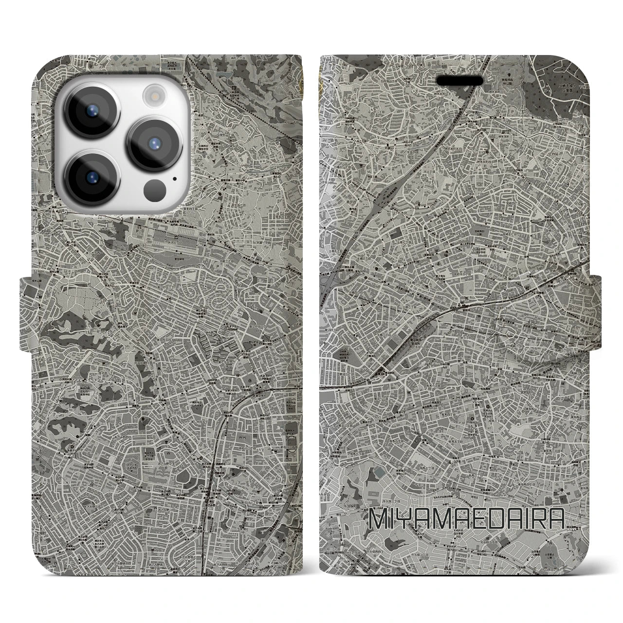 【宮前平（神奈川県）】地図柄iPhoneケース（手帳タイプ）