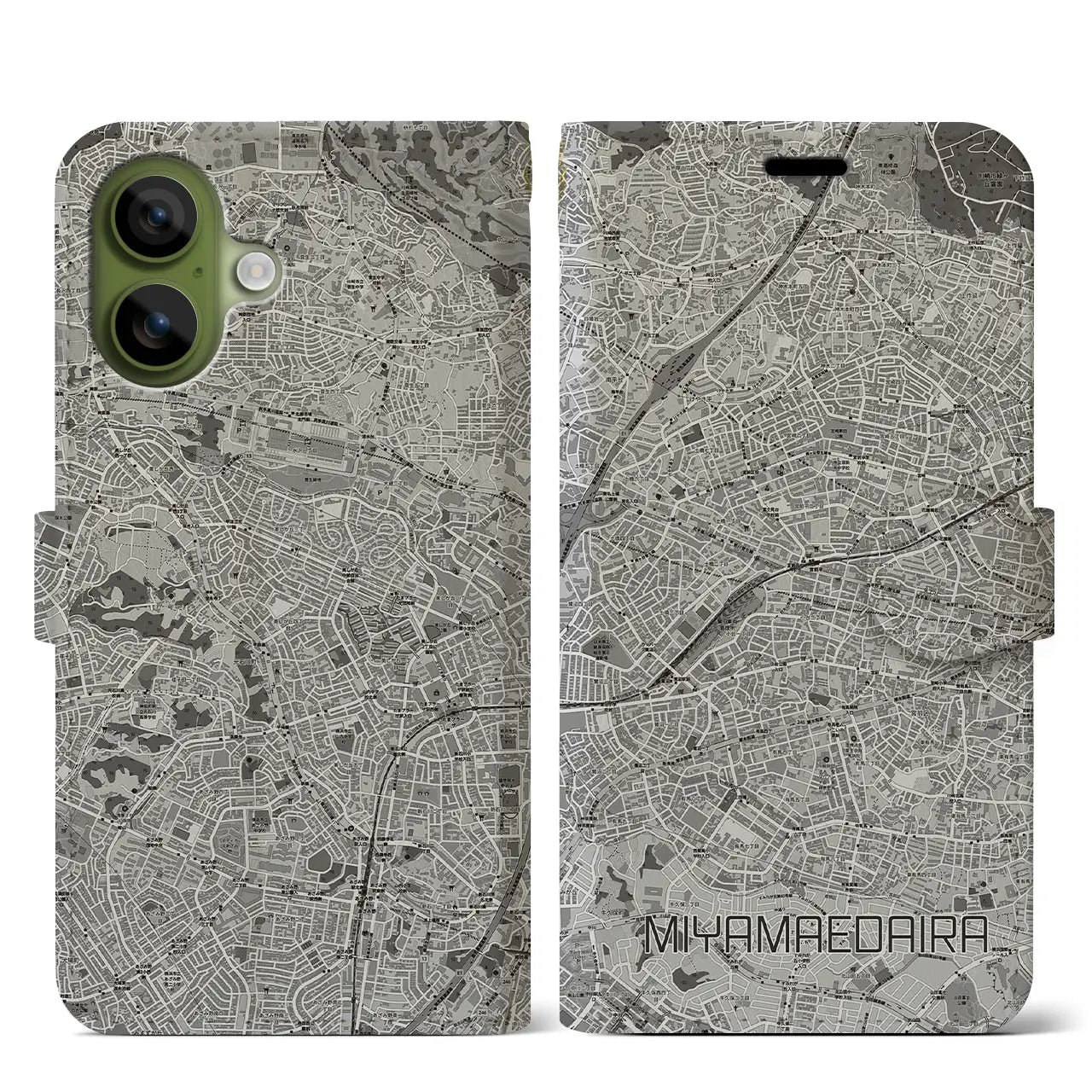 【宮前平（神奈川県）】地図柄iPhoneケース（手帳タイプ）