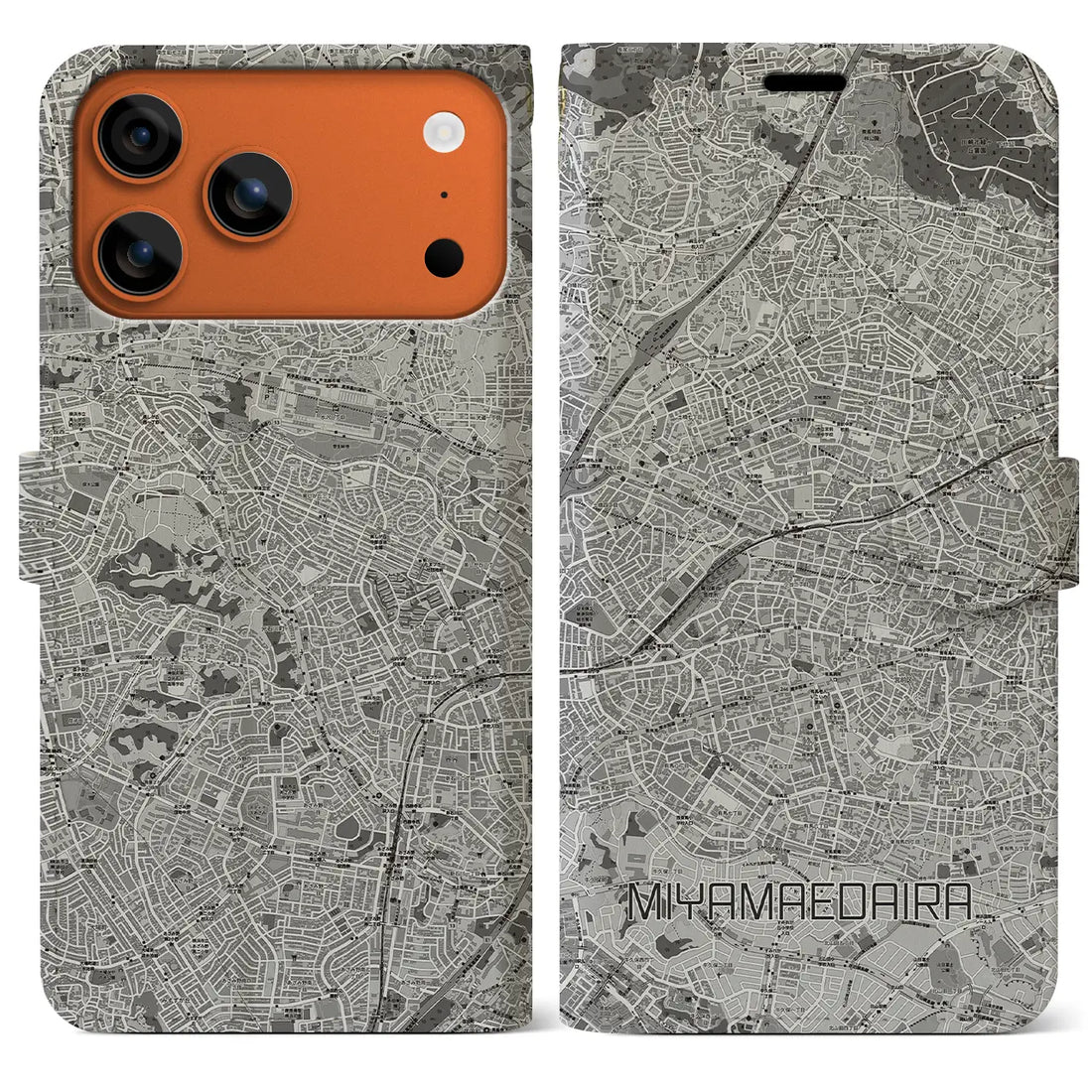 【宮前平（神奈川県）】地図柄iPhoneケース（手帳タイプ）