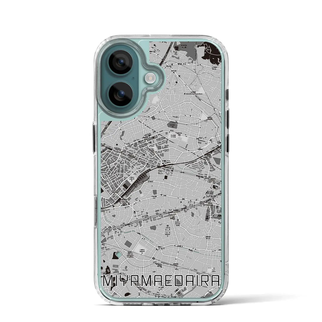 【宮前平(神奈川県)】地図柄iPhoneケース(MagSafeタイプ)モノトーン・iPhone 16 Pro 用