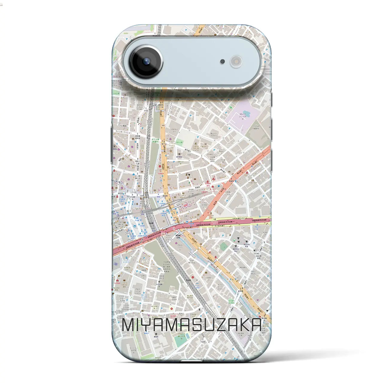 【宮益坂（東京都）】地図柄iPhoneケース（バックカバータイプ）