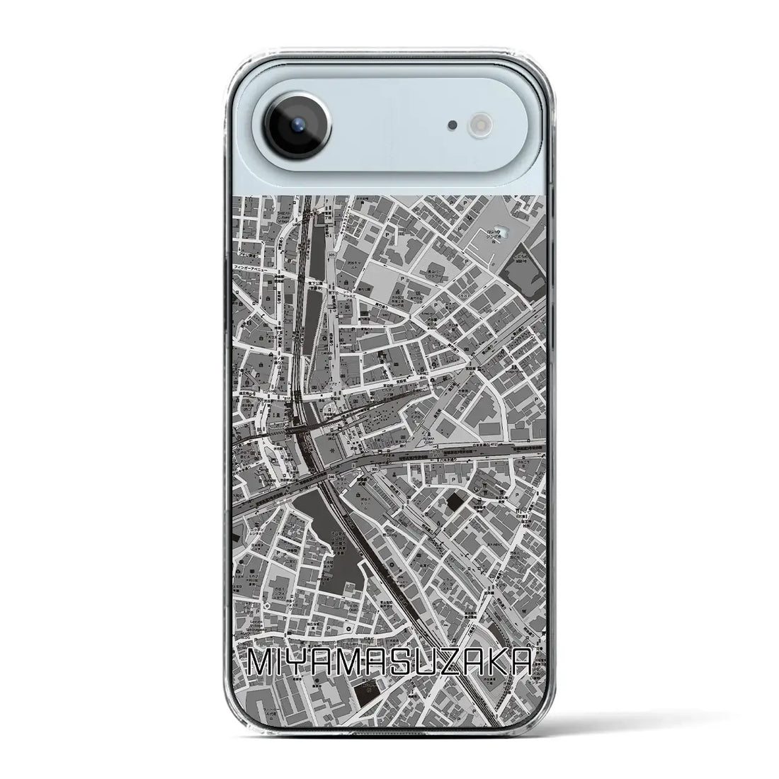 【宮益坂(東京都)】地図柄iPhoneケース(クリアタイプ)モノトーン・iPhone 17 Pro Max 用
