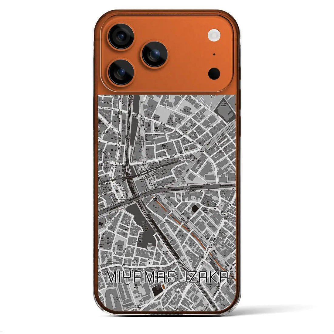 【宮益坂（東京都）】地図柄iPhoneケース（クリアタイプ）モノトーン・iPhone 17 Pro Max 用