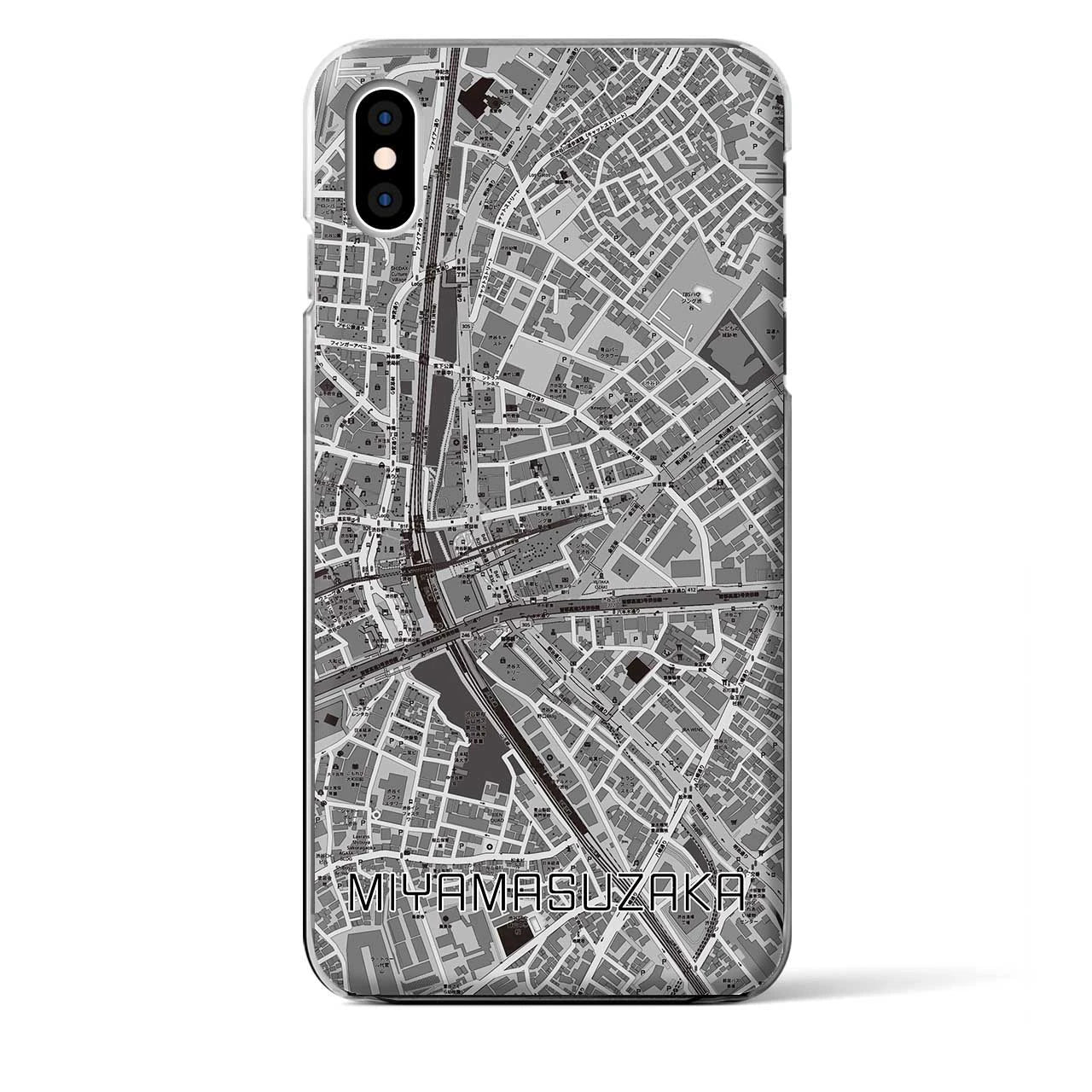 【宮益坂（東京都）】地図柄iPhoneケース（クリアタイプ）モノトーン・iPhone XS Max 用