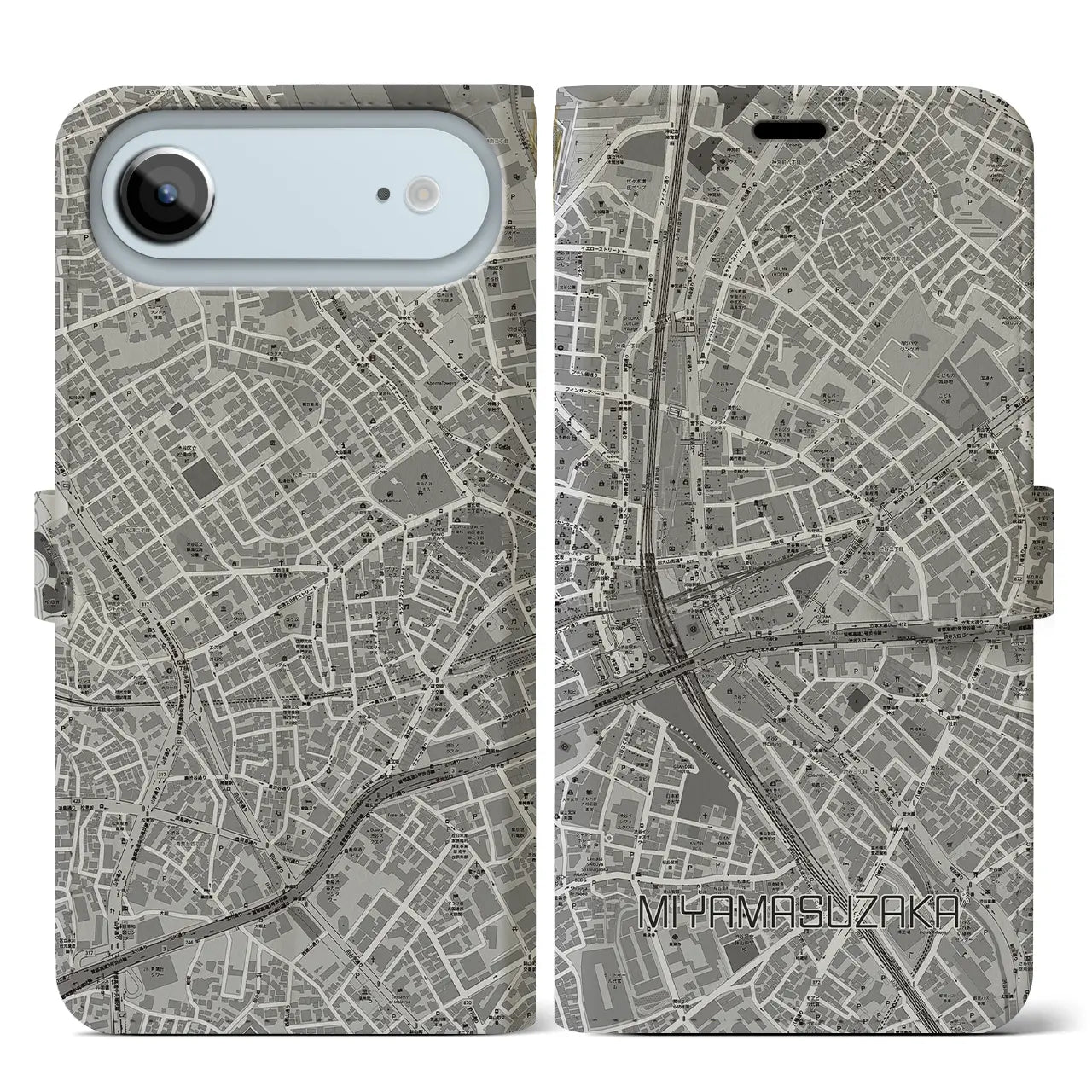 【宮益坂（東京都）】地図柄iPhoneケース（手帳タイプ）