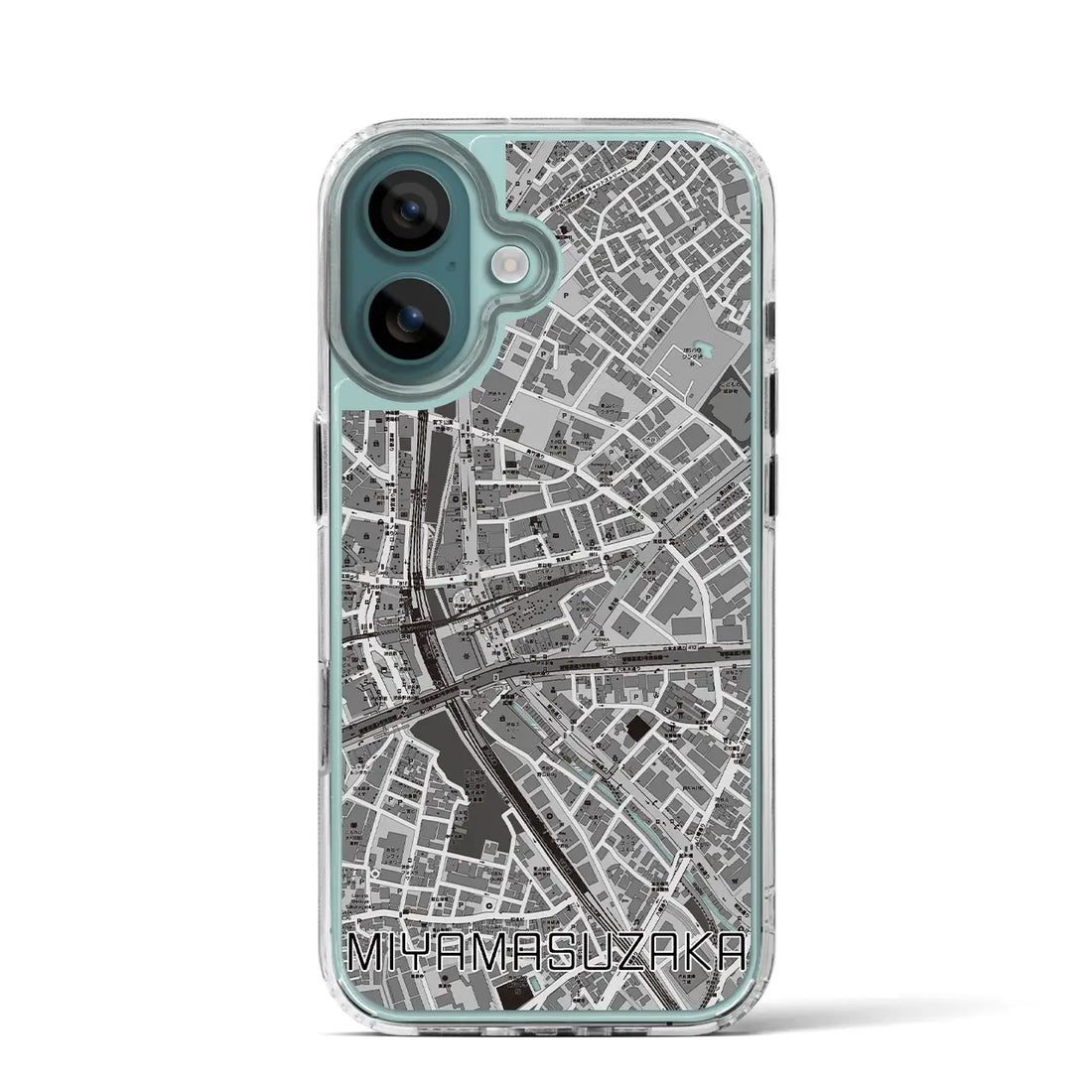 【宮益坂（東京都）】地図柄iPhoneケース（MagSafeタイプ）モノトーン・iPhone 16 Pro 用